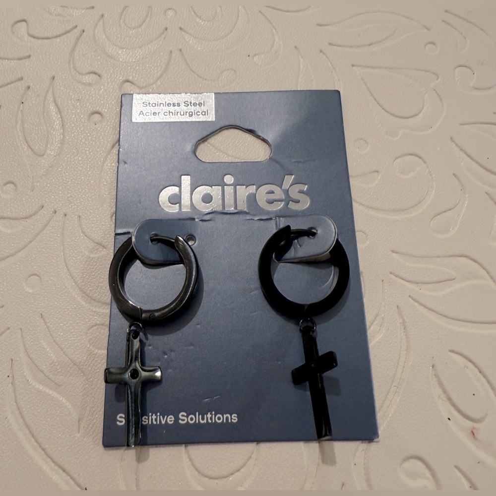 Claire's Black Cross Earrings
